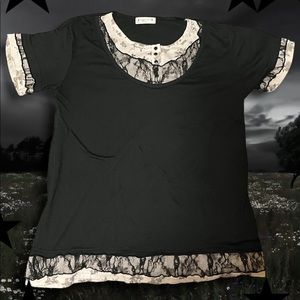Black cottagecore laced top